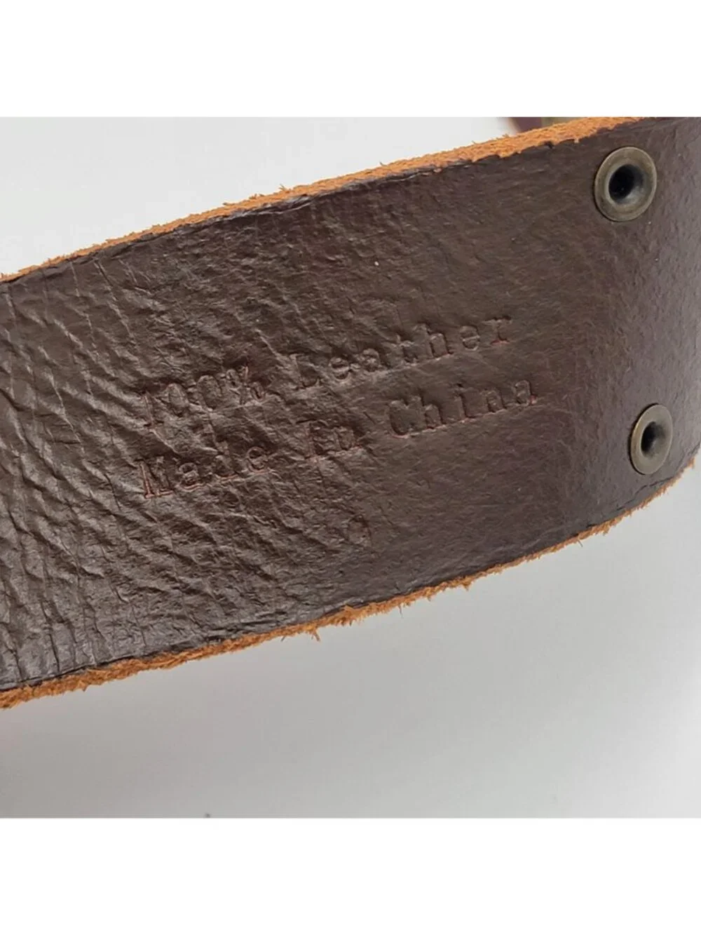 Vtg Y2K Boho  Brown Leather Studded Belt With Brass Buckle Unisex